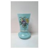 Blue Opaline Art Glass Floral Vase