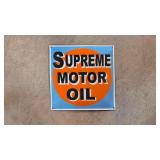 Porcelain Enamel convex Supreme Motor Oil sign
