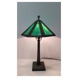 Green Slag Glass Table Lamp