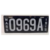 1915 Porcelain Massachusetts license plate