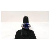 Marked .925 Ring with Blue simulated Sapphire