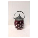Antique Ruby Coin Dot cut to clear Biscuit jar