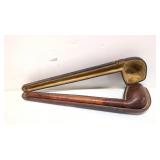 Vintage JRC Burl Wood Long Tobacco Pipe with Caser