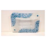 Art Deco Blue Bubble Glass rectangle bowl