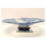 Art Deco Blue Bubble Glass Bowl