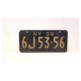 1936 New York License Plate