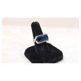 .925 Ring with Dark Blue Stone