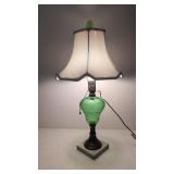 Vintage Geen Etched glass lamp