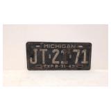1942 Michigan License Plate