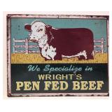 Wrights Pen Fed Beef sign