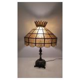 Vintage leaded amber stain glass lamp