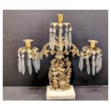 3 lite Brass Girandola with marble base