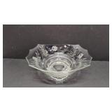 Etched footed glass center / console bowl