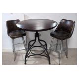 Bar Height adjustable table with 2 bar stools