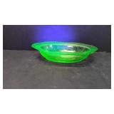 Vintage uranium Glass Florentine Green Bowl AS IS
