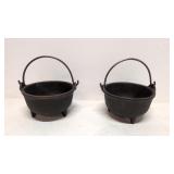 Two Southern Farmhouse 6' cast iron pots