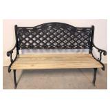 Cast Iron Bench with treated wood seat