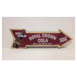 Embossed metal Royal Crown Cola Arrow sign