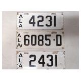 (3) 1914 Black & White Alabama license plates