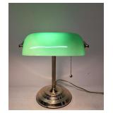 Desk Lamp with Green glass shade