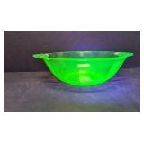 Uranium glass green vegetable bowl