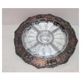 Silver Plate tray with divided relish dish