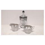 3 pieces vintage Silver Overlay crystal