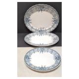 1890s Graduated set of 3 Flow Blue platters
