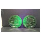 (2) Uranium Cameo Ballerina green grill plates
