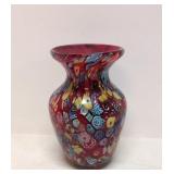 Murano Red Millefiori vase