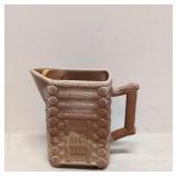 Vintage Log Cabin Slag Glass Pitcher