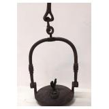 Rare Antique Iron Miners oil lamp w/ rooster
