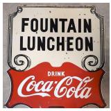 Porcelain CocaCola Fouintain Luncheon sign