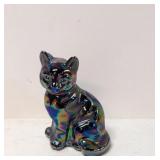 Vintage Fenton Blue Iridescent sitting cat