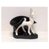 Vintage Black Planter white Fawn