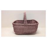 Pink Woven wicker basket with handle