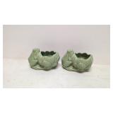 Two Green McCoy frog planters