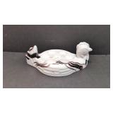 Purple Slag Glass Chicken Egg Dish