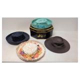 Vintage Dobbs hat box with 4 vintage hats