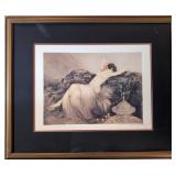 Louis Icart Nude with black fur print
