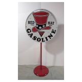 30' Porcelain Red Hat Gasoline lollipop sign