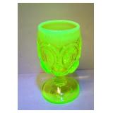 Vintage L. G. Wright Vaseline Uranium glass goblet