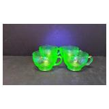 4 Vintage Florentine Green Uranium cups