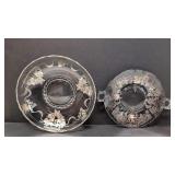 Two pieces of vintage silver overlay