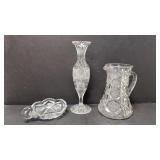 3 pcs Vintage cut glass  all good condition