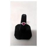 .925 Ring with red stone ( Ruby)