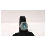 .925 ring with aquamarine color stone