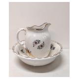 Hand made floral bowl and pitcher set