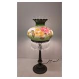 hand painted Green Floral parlor lamp