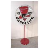 Porcelain Red Hat Gasoline Lolliipop sign